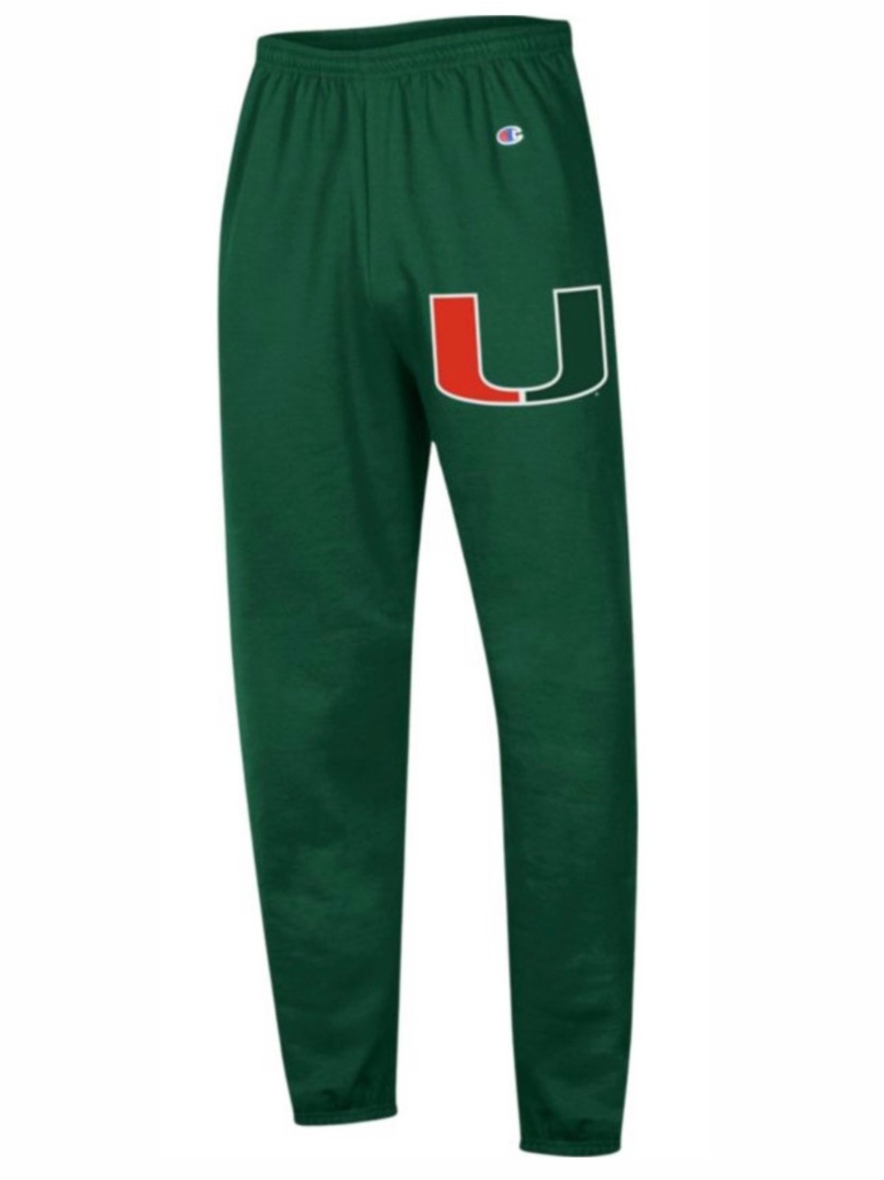 Champion University of Miami - Dark Green Sweatpants w Orange, Green & White U
